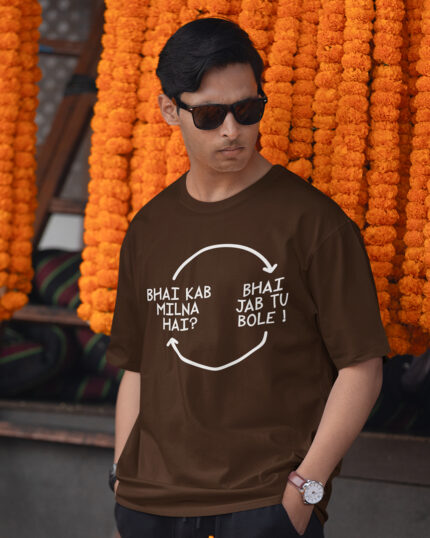 Bhai Kab Milna Hai - Funky Print - Oversized T-shirt
