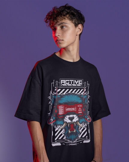 Cyber Bear Warning - Oversized - T-shirt