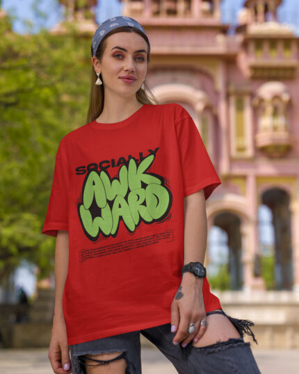 Social Awkward - Funky Print - Oversized Women T-shirt