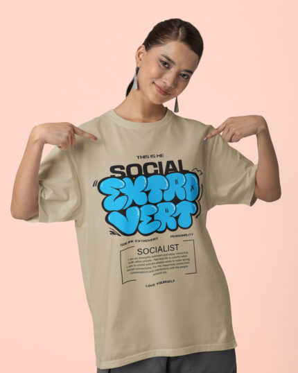 Social Extrovert - Funky Print - Oversized Women  T-shirt