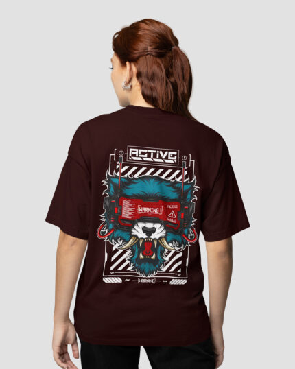 Cyber Bear Warning - Oversized Women T-shirt