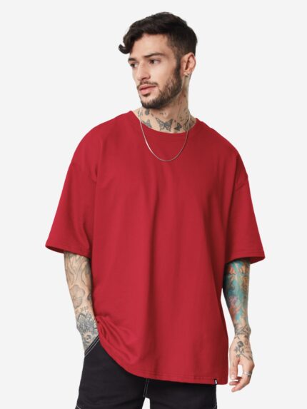 Plain T-shirt - Red | Oversized by NonSenseTee