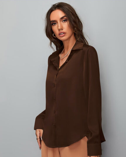Satin Brown Women Shirt by NonSenseTee