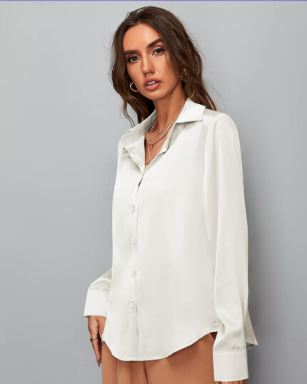 Satin White Women Shirt by NonSenseTee