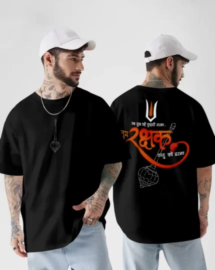Tum Rakshak - Divine God Collection | Lord Hanuman Oversize T-shirt By Nonsensetee