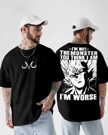 Majin Vegeta Is Here (I Am Not Monster) Oversized Anime T-shirt By Nonsensetee